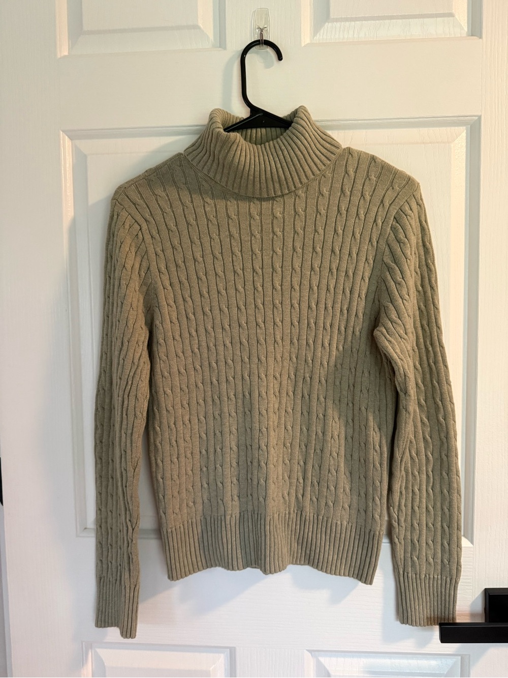 JEANNE PIERRE Men's Cable Knit Turtleneck Sweater - Taupe
